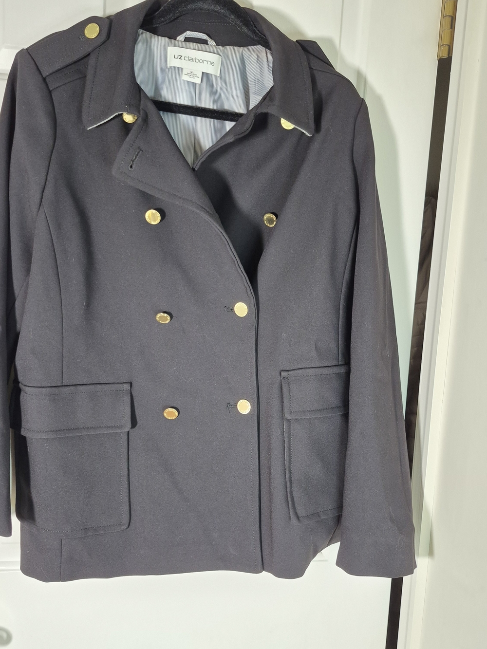 Liz Claiborne Navy Double-Breasted Peacoat with Gold Buttons